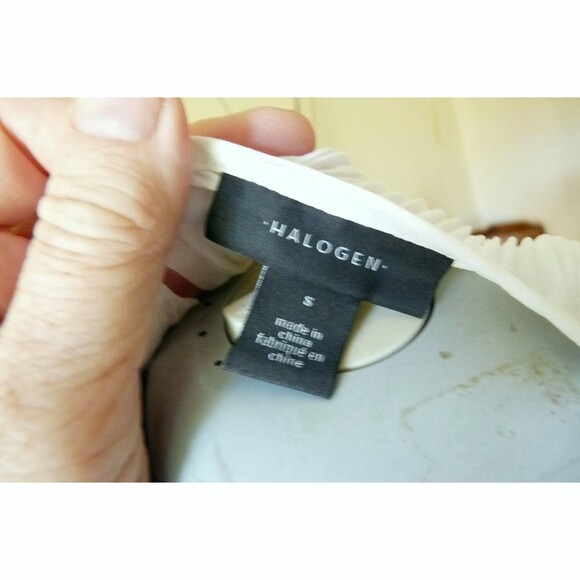 Halogen plisse pleated washable cream ivory chiffon layered elegant tunic top S - Picture 4 of 7